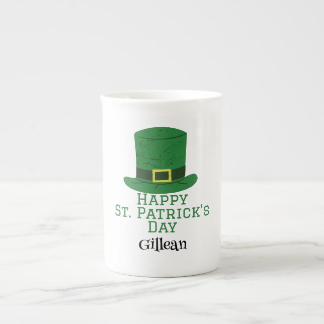 Tasse En Porcelaine St. Patrick's Day casquette vert irlandais Shamroc (Devant)