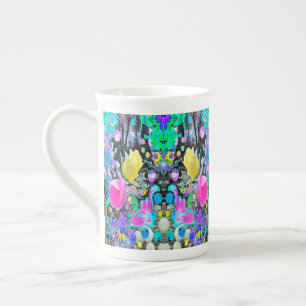 Tasse En Porcelaine Stargazer Lily, Rose et le collage d'hibiscus rose