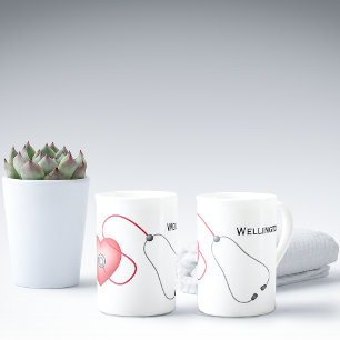 Tasse En Porcelaine Stethoscope Et Coeur Personnalisé
