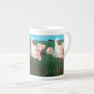 Tasse En Porcelaine STORE BABY SHOWER JUMEAU, Rose, Bleu Turquoise