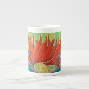 Tasse En Porcelaine Strelitzia Oiseau de Paradis Fleur tropicale Art