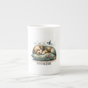 Tasse En Porcelaine Stress De Chiot Reposant Moins