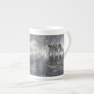 Tasse En Porcelaine Style affligé par grunge d'argent de signe de