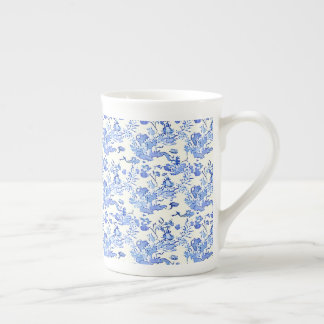 Tasse En Porcelaine Style Toile Français Bleu et Blanc