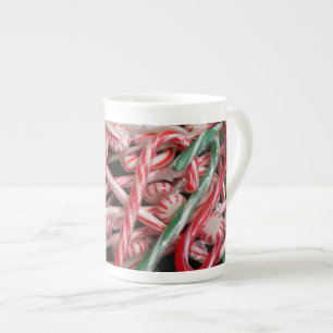 Tasse En Porcelaine Sucres de canne et menthe de Noël