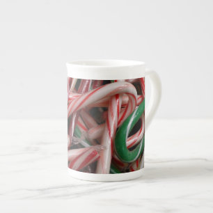 Tasse En Porcelaine Sucres de canne Noël Vacances Blanc Vert et Rouge