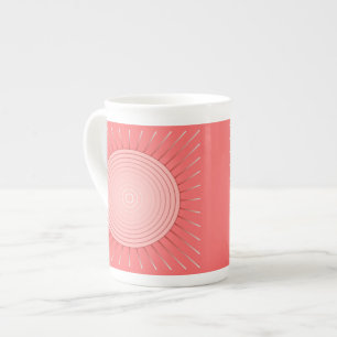Tasse En Porcelaine Sunburst géométrique moderne - Coral profond rose