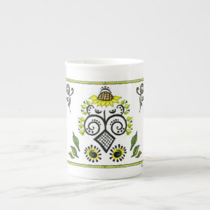 Tasse En Porcelaine Sunflower Folk Motif