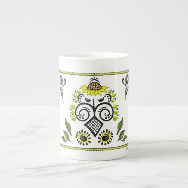 Tasse En Porcelaine Sunflower Folk Motif (Devant)