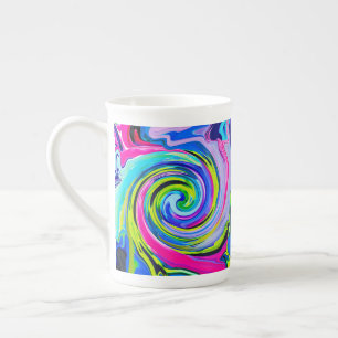 Tasse En Porcelaine Super Abstrait Jaune et bleu marine
