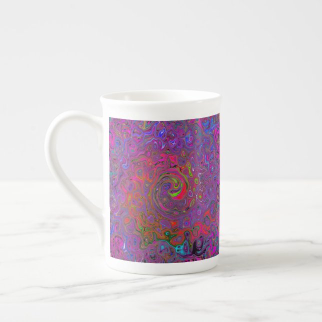 Tasse En Porcelaine Super psychédélique Magenta Retro Liquide Swirl (Gauche)