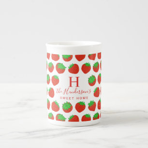 Tasse En Porcelaine Sweet Home Famille Monogramme fraise