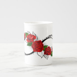 Tasse En Porcelaine Symbole d'infini avec les roses rouges
