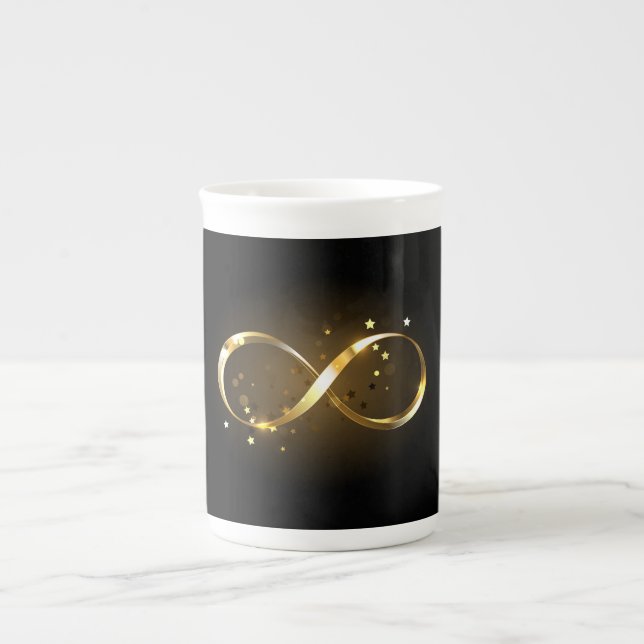 Tasse En Porcelaine Symbole d'infini doré (Devant)