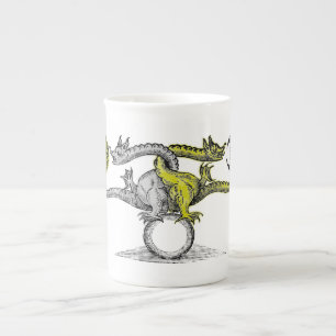 Tasse En Porcelaine Symbole dragon d'or et d'argent