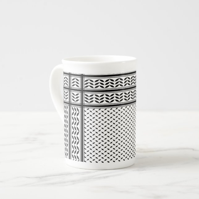 Tasse En Porcelaine Symbole Keffiyeh de la Palestine Motif de résistan (Devant gauche)