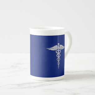 Tasse En Porcelaine Symbole Médicale de caducée argenté de chrome s