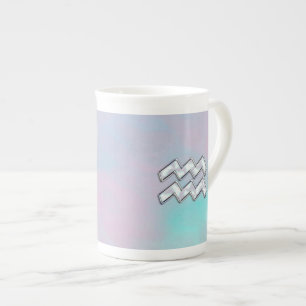 Tasse En Porcelaine Symbole Zodiaque Aquarius sur la Mère du Décor Pea