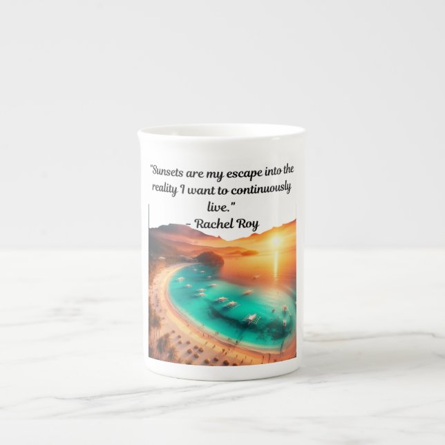 Tasse En Porcelaine T-shirt de devis d'évasion du coucher de soleil (Devant)