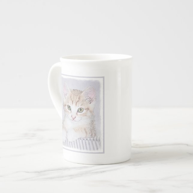 Tasse En Porcelaine Tabby Orange Kitten Peinture - Art Chat original (Devant gauche)