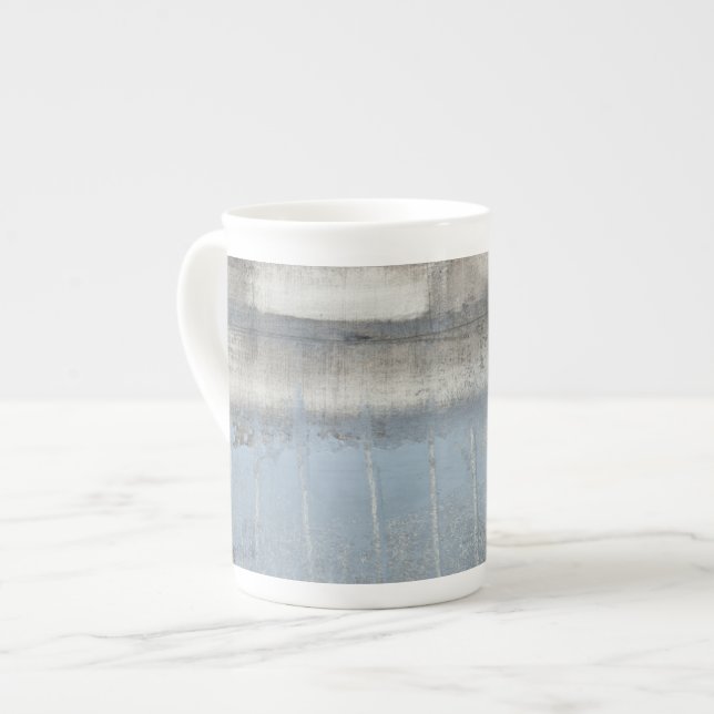 Tasse En Porcelaine Tableau gris et bleu Abstrait (Devant gauche)