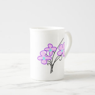 Tasse En Porcelaine Tall Slim Bone Chine Délicat Bouquet Rose Bouquet