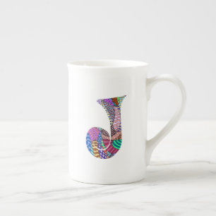 Tasse En Porcelaine Tasse de porcelaine tendre de la lettre J de