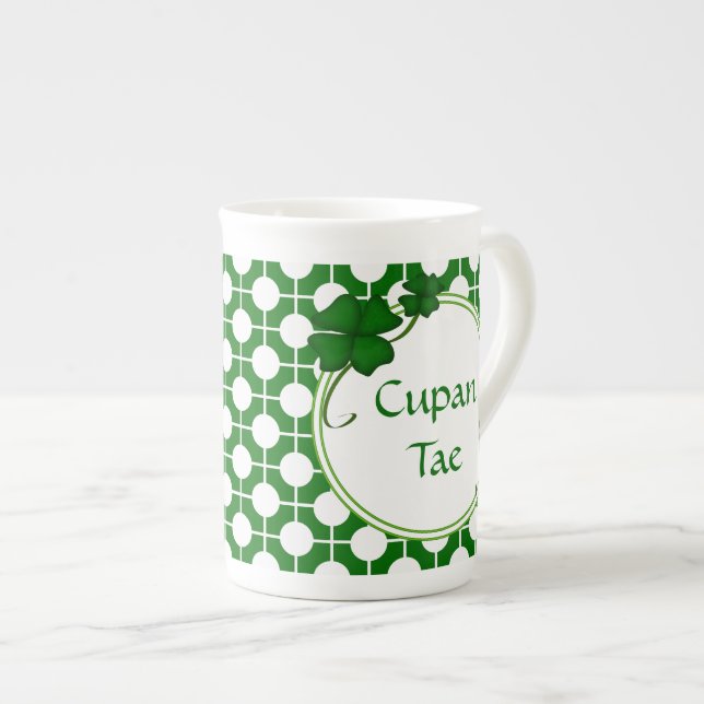 Tasse En Porcelaine Tasse gaélique de porcelaine tendre de shamrock de (Devant droit)