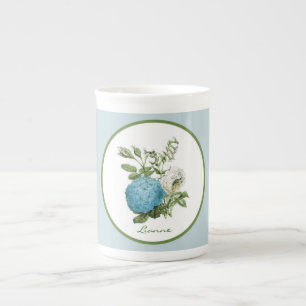 Tasse En Porcelaine Tasse personnalisée florale bleue de porcelaine