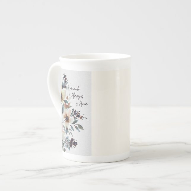 Tasse En Porcelaine teintes d'amour - Aquarelle Hugs (Devant gauche)