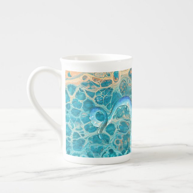Tasse En Porcelaine Tentacles bleus Octopus Kraken Encre Turquoise Abs (Gauche)