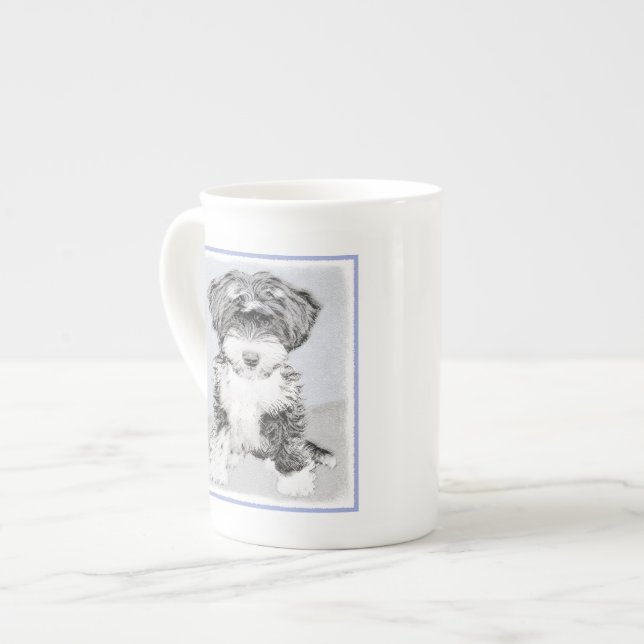 Tasse En Porcelaine Terrier tibétain peignant - art original mignon de (Devant gauche)