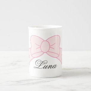 Tasse En Porcelaine Tête de poupée rose personnalisée pour enfants