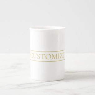 Tasse En Porcelaine Texte simple élégant personnalisable   Or et blanc
