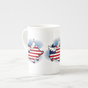 Tasse En Porcelaine Th des 4-4 juillet des porcs patriotiques de vol