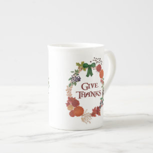 Tasse En Porcelaine Thanksgiving Autumn Wreath to Personnaliser