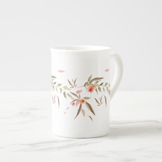 Tasse En Porcelaine Thé Floral Peint Subtil (Devant droit)