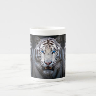 Tasse En Porcelaine Tigre blanc aux yeux bleus