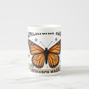 Tasse En Porcelaine Tissu Lombaire Papillon Monarque Icône Américaine 
