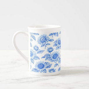Tasse En Porcelaine Toile de Jouy élégante Tournesols – Botanique bleu