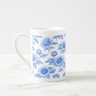 Tasse En Porcelaine Toile de Jouy élégante Tournesols – Botanique bleu