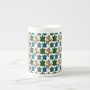 Tasse En Porcelaine Tortue de mer tropicale motif floral   Océan côtie