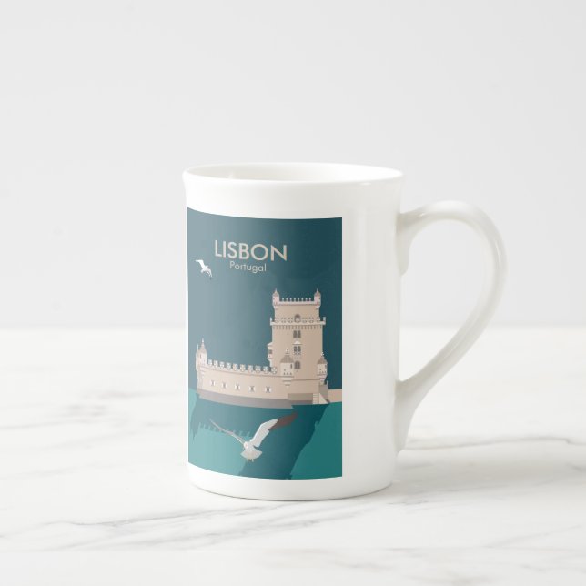 Tasse En Porcelaine Tour de Belem de Lisbonne dans le style poster vin (Droite)
