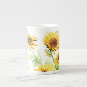 Tasse En Porcelaine Tournesol aquarelle