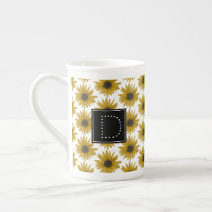 Tasse En Porcelaine Tournesol Réaliste Motif 3D Monogramme