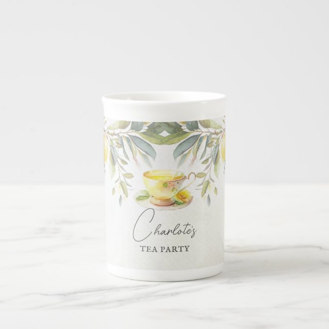 Tasse En Porcelaine Toutes les occasions Lemon Tea Party Personnalisé (Devant)