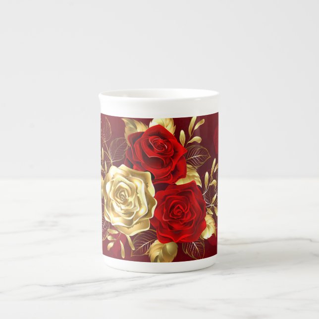 Tasse En Porcelaine Trois Roses de bijoux (Devant)