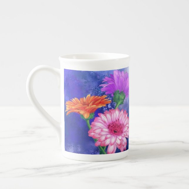 Tasse En Porcelaine Trois superbes Gerberas de couleurs - Dessin d'art (Gauche)
