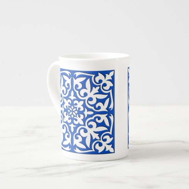 Tasse En Porcelaine Tuile marocaine - bleu et blanc de cobalt (Devant gauche)