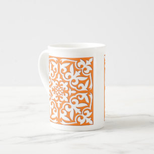 Tasse En Porcelaine Tuiles marocaines - corail orange et blanc